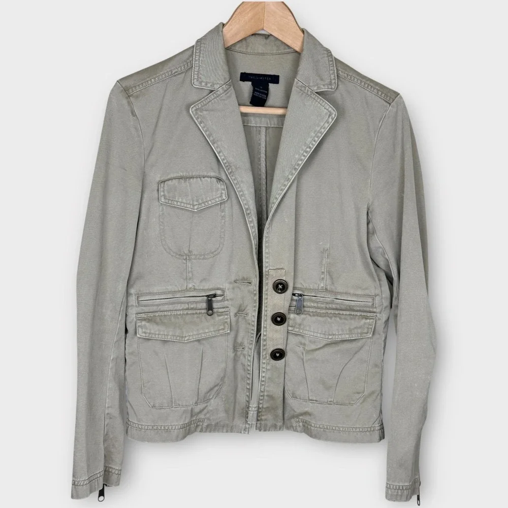 Y2K The Limited Womens Military Utility Jacket Cotton Button‎ Zip Pockets Small